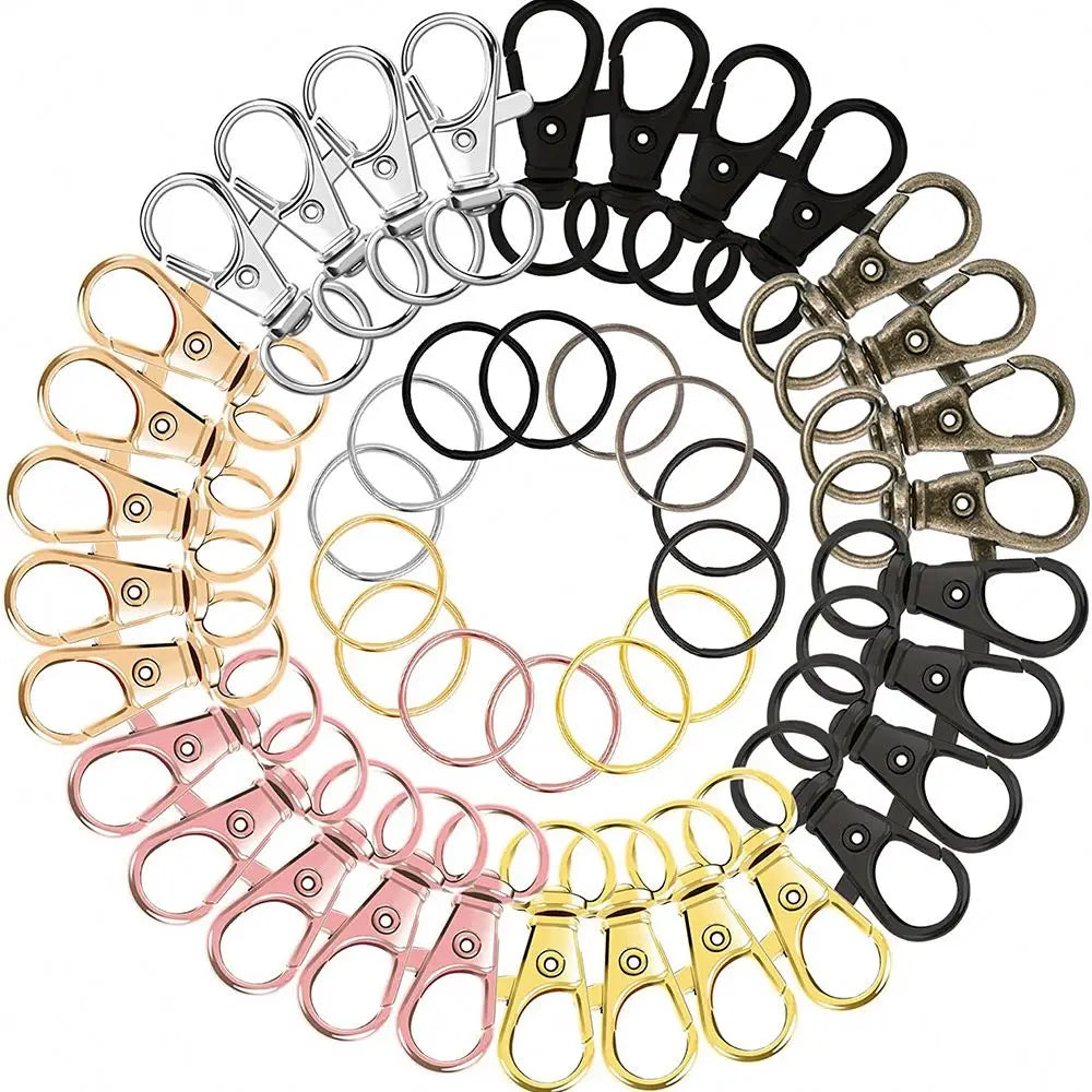 100PCS Keychain Hooks with Key Ring Key Chain Rings Metal Key Ring for Toys Jewelry Making Crafts Swivel Lobster Clasps Keychain