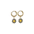 Korean Earrings Colorful Enamel Flower Pendant Drop Dangle Gold Plated Hoop Earrings