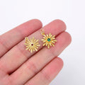 CZ8215 Mini Jewelry Supplies Gold CZ Micro Pave Chrysanthemum Daisy Flower CharmsTiny Small CZ Diamond Floral Flower Charms