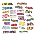 Good Quality Bulk Stock Various 12 Month logo Word Text logo Design Fabric Embroidery Iron on Custom Patches for Clothes