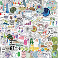 100Pcs Cartoon Biology Science Lab Graffiti Stickers for Children Learning Laptop Bottle Kids Decor Vinyl Sticker
