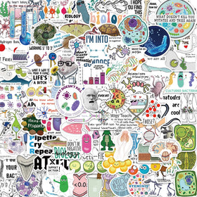 100Pcs Cartoon Biology Science Lab Graffiti Stickers for Children Learning Laptop Bottle Kids Decor Vinyl Sticker