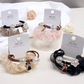 Rapid Sample 2-Piece Pack of China Big East Gate Pearl Spandex Hair Ties Scrunchies for Women and Girls MUJU Fashion