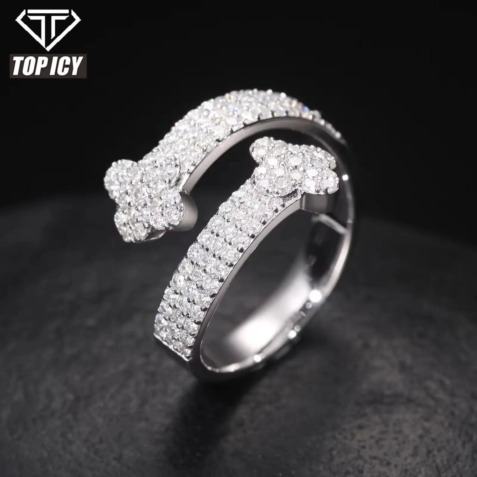 Stunning S925 Moissanite Clover Ring Sterling Silver Clover Shaped Gemstone Fine Jewelry