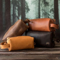 Vintage Portable Toiletry Bag Custom Travel Genuine Leather Cosmetic Bags