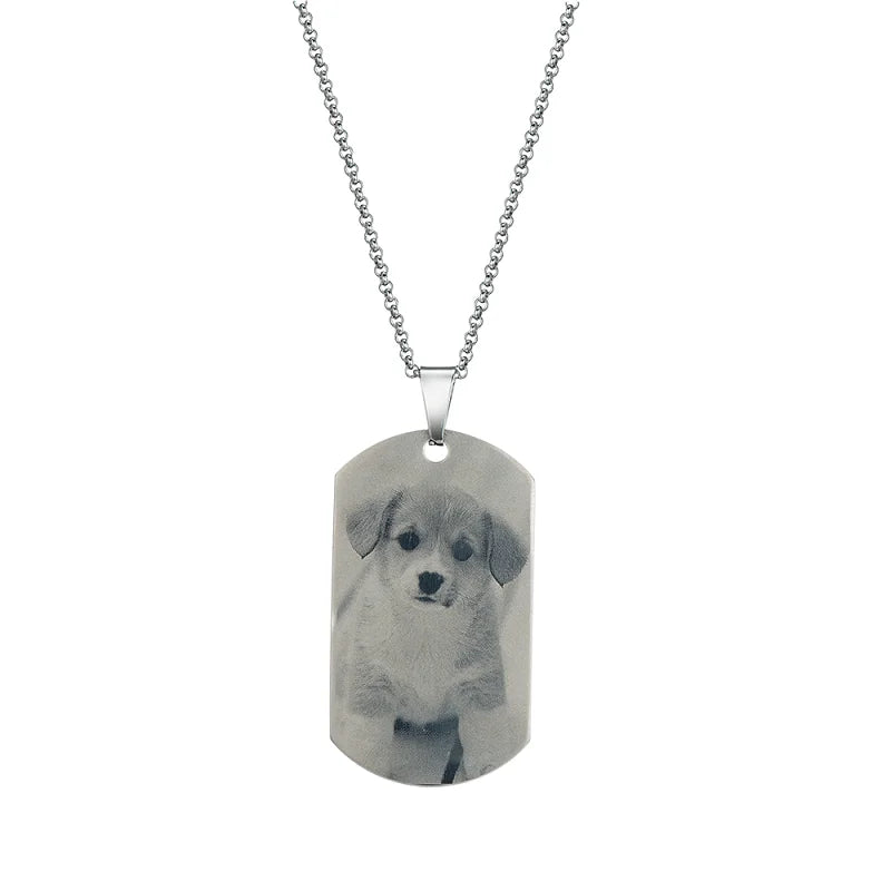 Custom Stainless Steel Pendant Photo Hip Hop Jewelry Engraved Photo Necklace