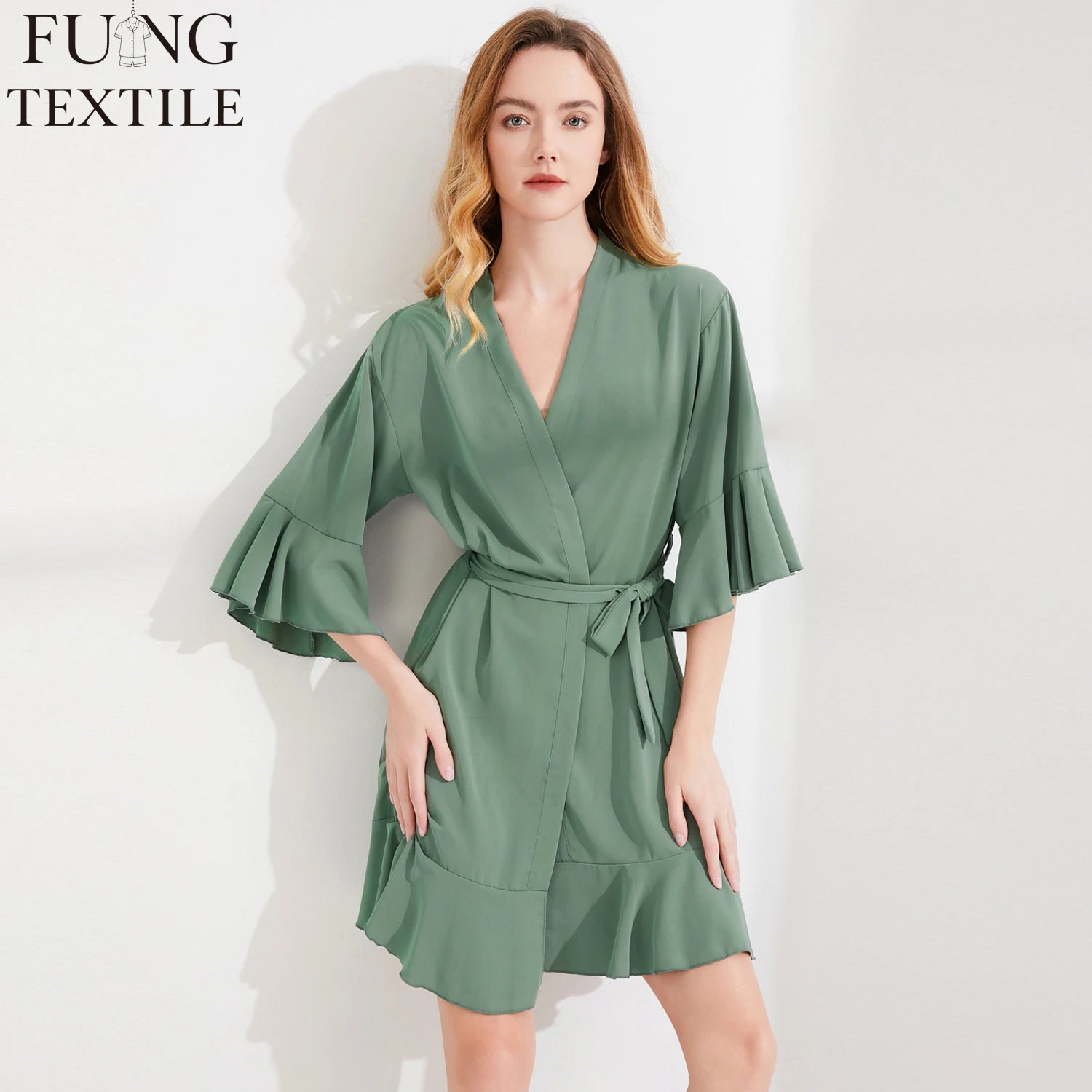 FUNG  6008 Custom Logo Bath Wedding Bride Robe Sleepwear Lady Sexy Wholesale Nightwear Luxury