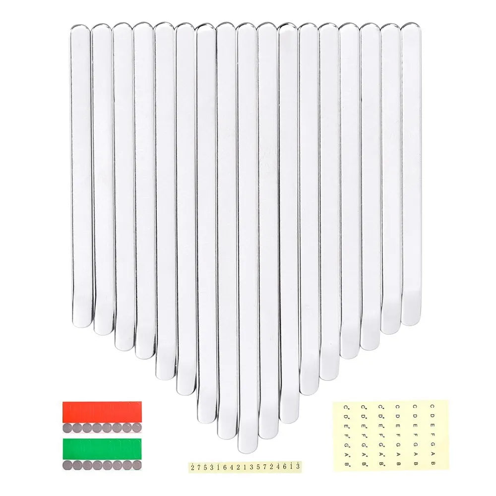 17 Kalimba Keys Thumb Piano Keys Replacement Kit Manganese Steel with Stickers for 17 Key B/C Major Kalimba