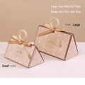 Portable Hand Triangular Wedding Ring Gift Box Pretty Ribbon Design UV Coating Matt Lamination for Candy Chocolate Food