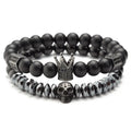 Hot Selling Matte Onyx Stone Bead  Skull Set Crown Jewelry Mens s for Women