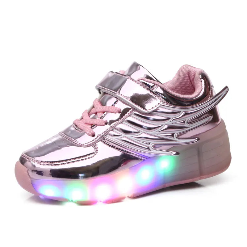 Wing Roller Shoes One Wheel LED Light Without USB Charging Roller Skating Shoes