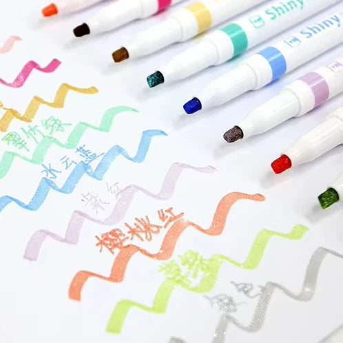 Shiny Fluorescent Highlighter Marker Pen Set with Chisel Tip Vivid Color Highlighters for School Office Promo Gift