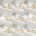 Fashion Religious Stainless Steel Letter S Cross Butterfly Rose Gold Plated Earring Necklace Jewelry Set