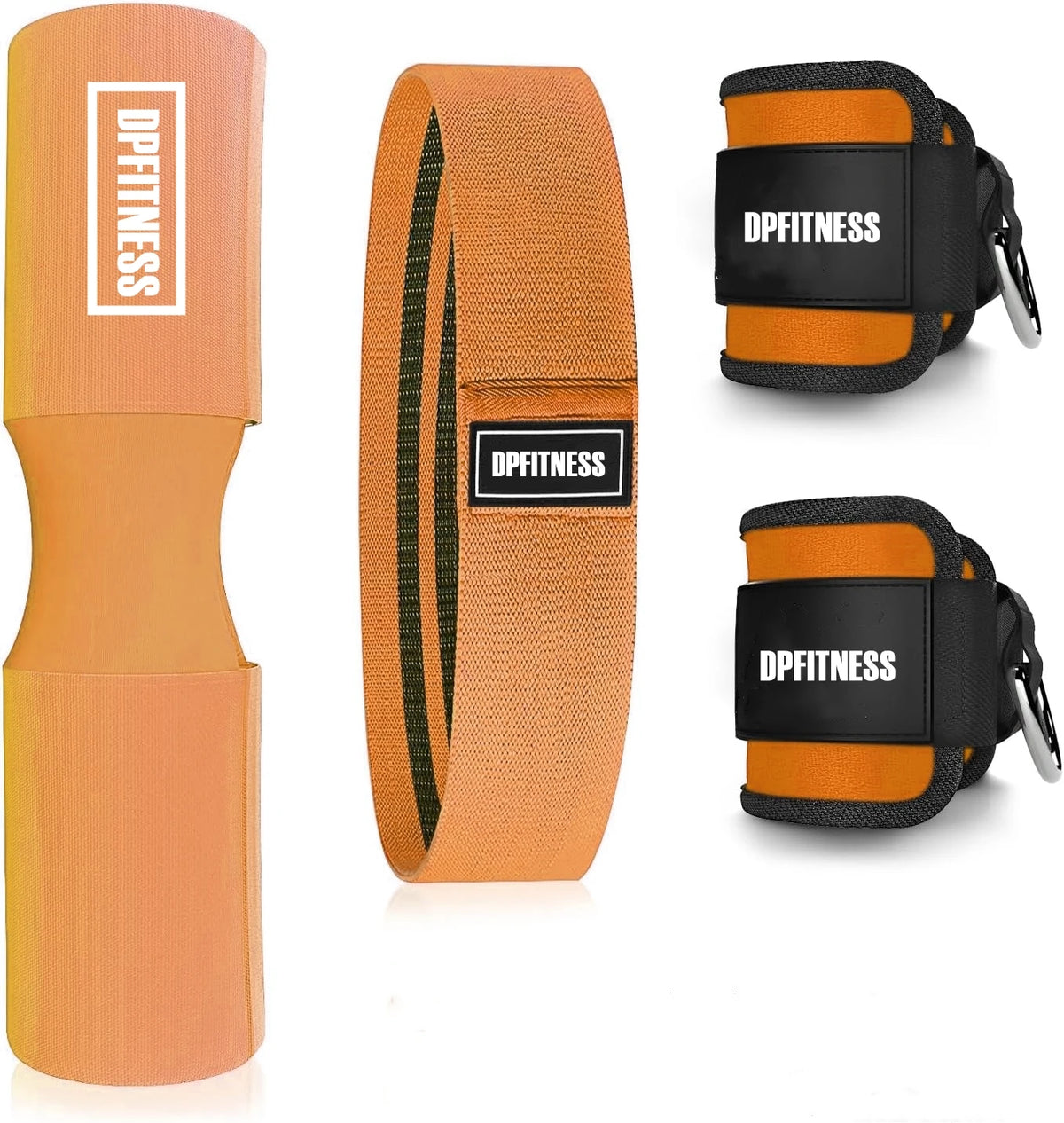 Barbell Squat Pad With Ankle Straps and Hip Resistance Band for Squats Lunges Hip Thrusts Standard Bars With Carry Bag