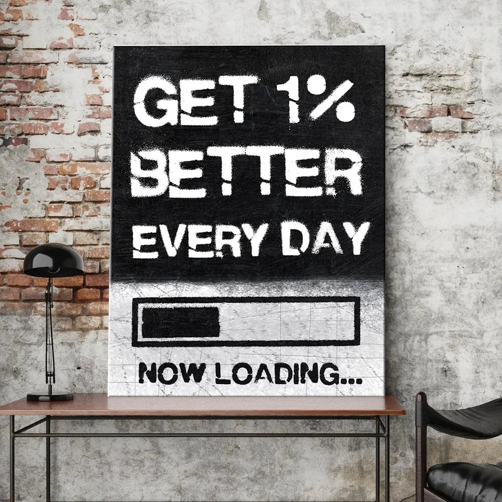 GET BETTER EVERYDAY Motivational Poster Company Wall Decor Inspiration Phrase Canvas Oil Painting Vintage Home Decor