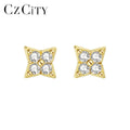 CZCITY Woman Micro Girl Kid Earing Zircon Cubic Zirconia Small Gold Plated 925 Tiny Stud Earrings