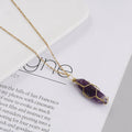 Zooying Exquisite Copper Wire Wrapped Hexagonal Crystal Pendant Necklace Natural Stone Fashion Jewelry Copper Wrapped Handmade
