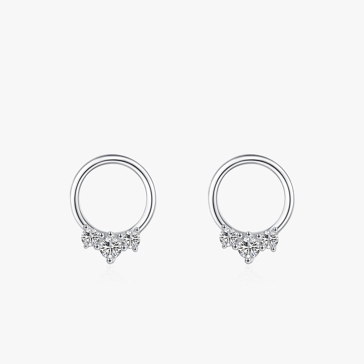 Ailmay Real 925 Sterling Silver Fashion Hollow Round Zircon Stud Earrings for Women Engagement Anniversary Fine Jewelry Gifts