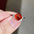 Hot Sale 925 Sterling Silver Engagement Rings for Women Gold Filled with Natural Garnet Classic Emerald Cut Design for Wedding