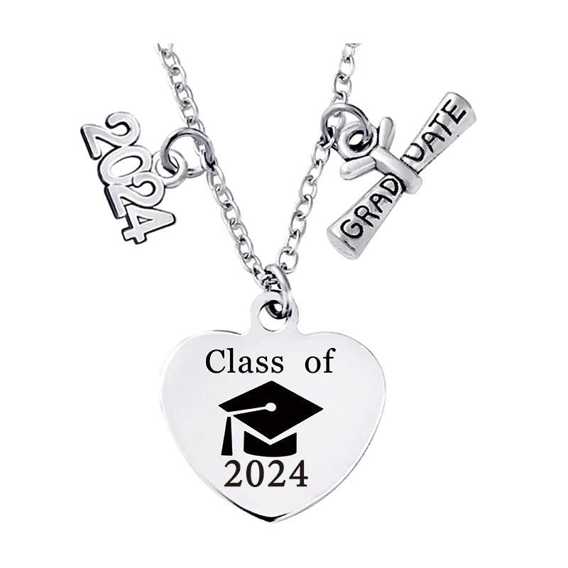 Fashion Jewelry Necklaces Stainless Steel Heart Pendant Charm 2024 Graduation Season Gift Custom logo Gold Necklace