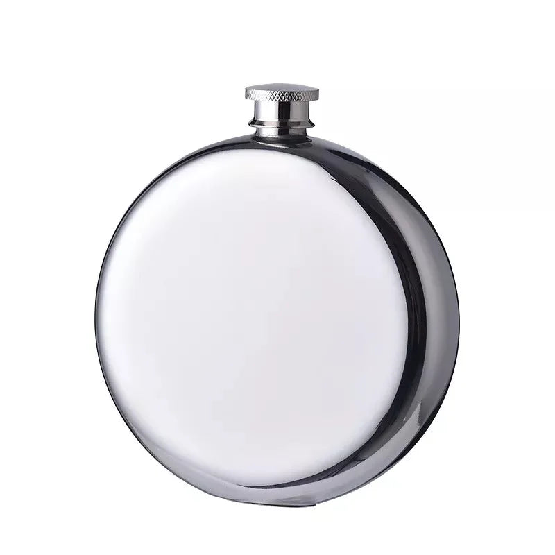 5oz Round Flask for Alcohol Silver Color Custom logo Portable Stainless Steel Hip Flask