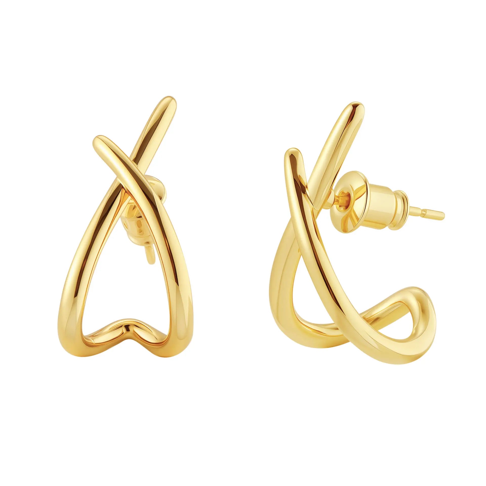 E0011 2025 New Design Heart Shape Earring Trendy Copper Plated 14K Gold Cross Earrings Luxury High-End Women's Jewelry Wholesale
