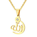 Religious Jewelry Stainless Steel Inlaid Zircon Islam God Allah Pendant Necklace