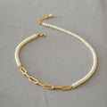 French Elegant Pearls Necklace Jewelry Brass Gold Freshwater Pearls Choker Necklace for Women