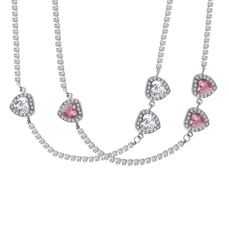 Professional Design Zircon Peach Heart Necklace Stainless Steel Sweet Fairy Fashion Necklace