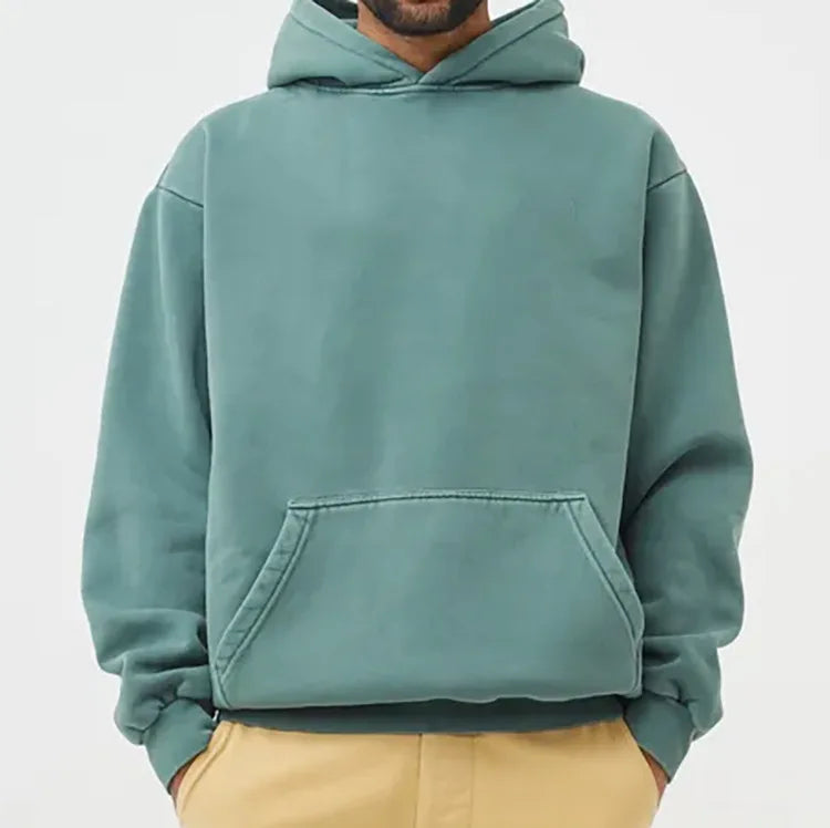 Custom Logo Cotton Pullover 500g Streetwear Cropped Heavyweight Sweatshirts No String Men's Hoodies