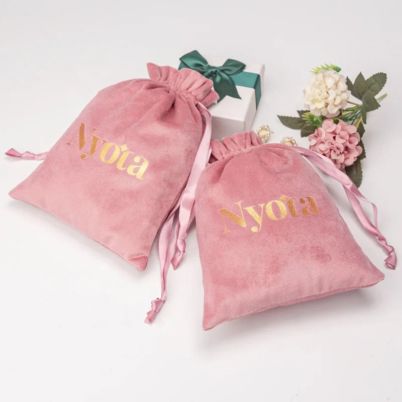 Custom Brand Logo Velvet Jewelry Pouch Jewelry Suede Drawstring Bag