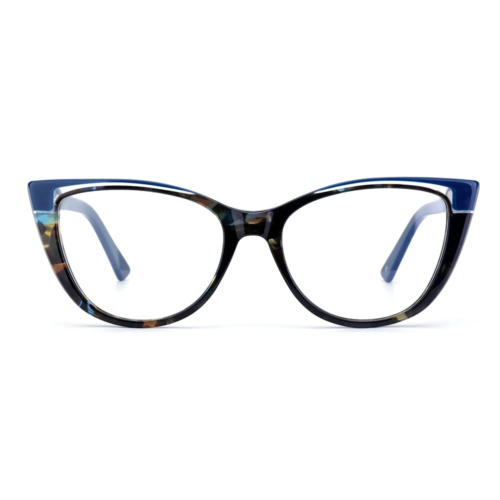 2023 New Model Lightweight Cat Eye Acetate Laminate Optical Glasses Frames for Women Diamond Face Shape Computer Glasses