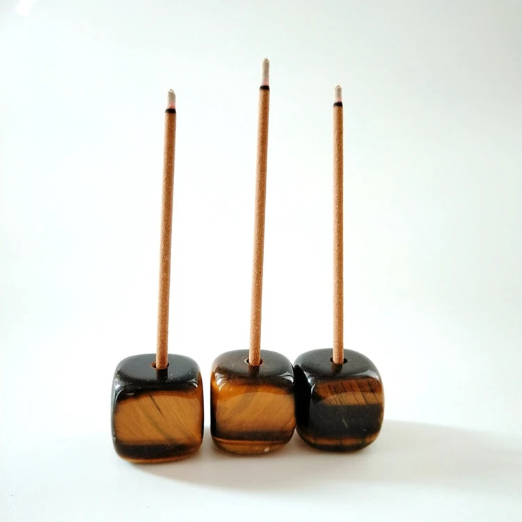 DIY Jade Stone tiger Eye Cubes Shape Incense Holder Gift Gift
