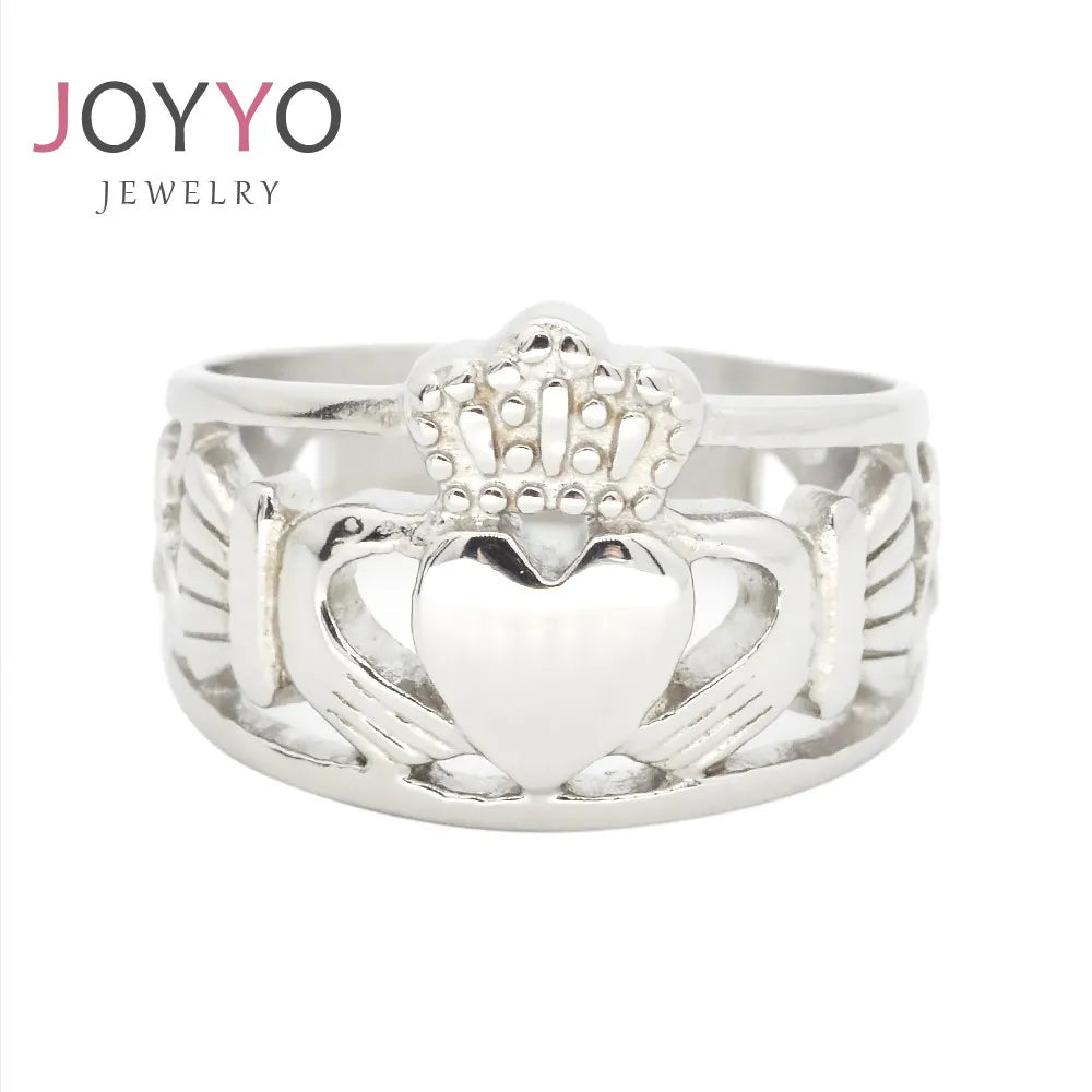 Hollow Band Anillos Mujer Concentric Knot Crown Carving Rings Lady Silver Fashion Heart Rings Women