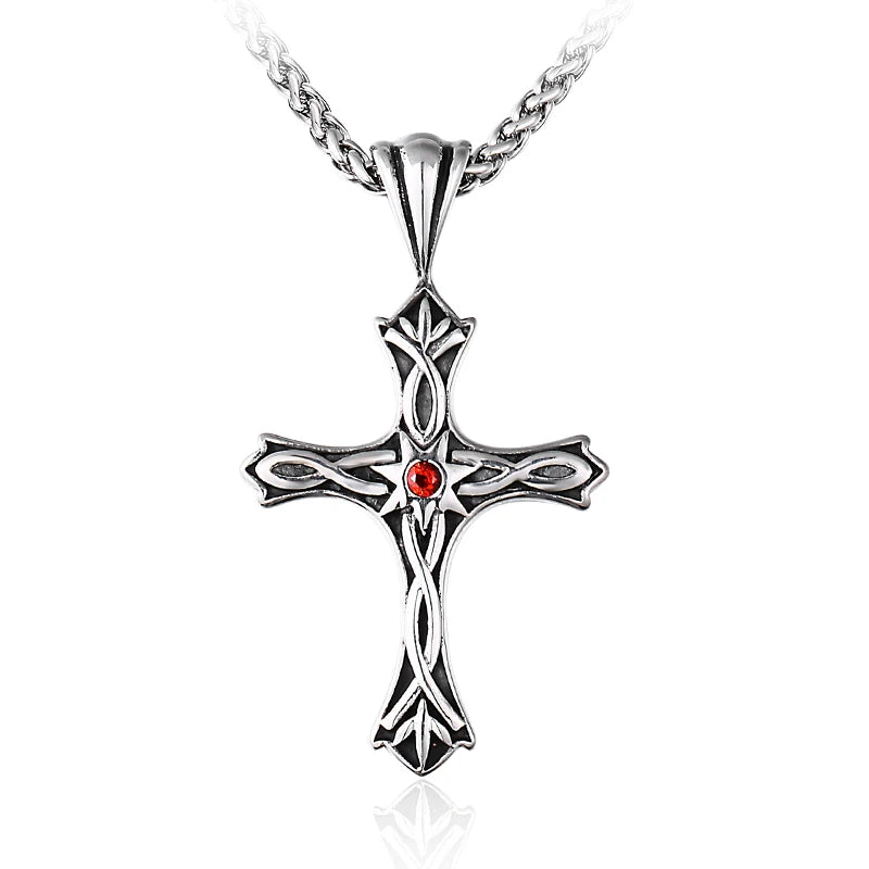 SS8-463P Steel Soldier Cross Pendant Men Viking Pendant Necklace With Stainless Steel Chain Gift Jewelry