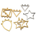 Stainless Steel Hollow Triangle Connector Frame Pendant with Loops Jewelry Molds and Earrings Making Craft Bezels for Resin