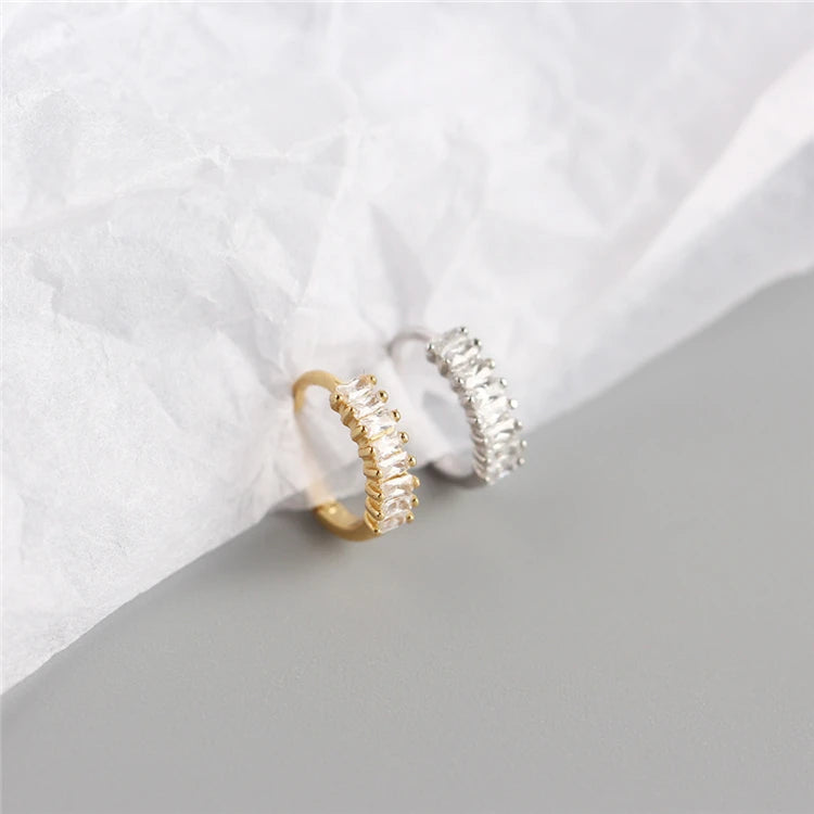 S925 Rhodium Plated Cubic Zirconia Luxury Hoop Earrings Women Gifts Crystal Earrings MegaBDM