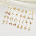 Minimalist Dainty 14K Gold Plated Cubic Zirconia Brass Detachable Huggie Hoop Earring Charms for Dangle Drop Jewelry Making