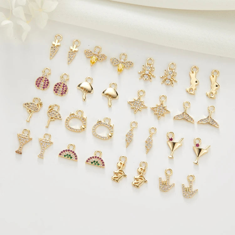 Minimalist Dainty 14K Gold Plated Cubic Zirconia Brass Detachable Huggie Hoop Earring Charms for Dangle Drop Jewelry Making