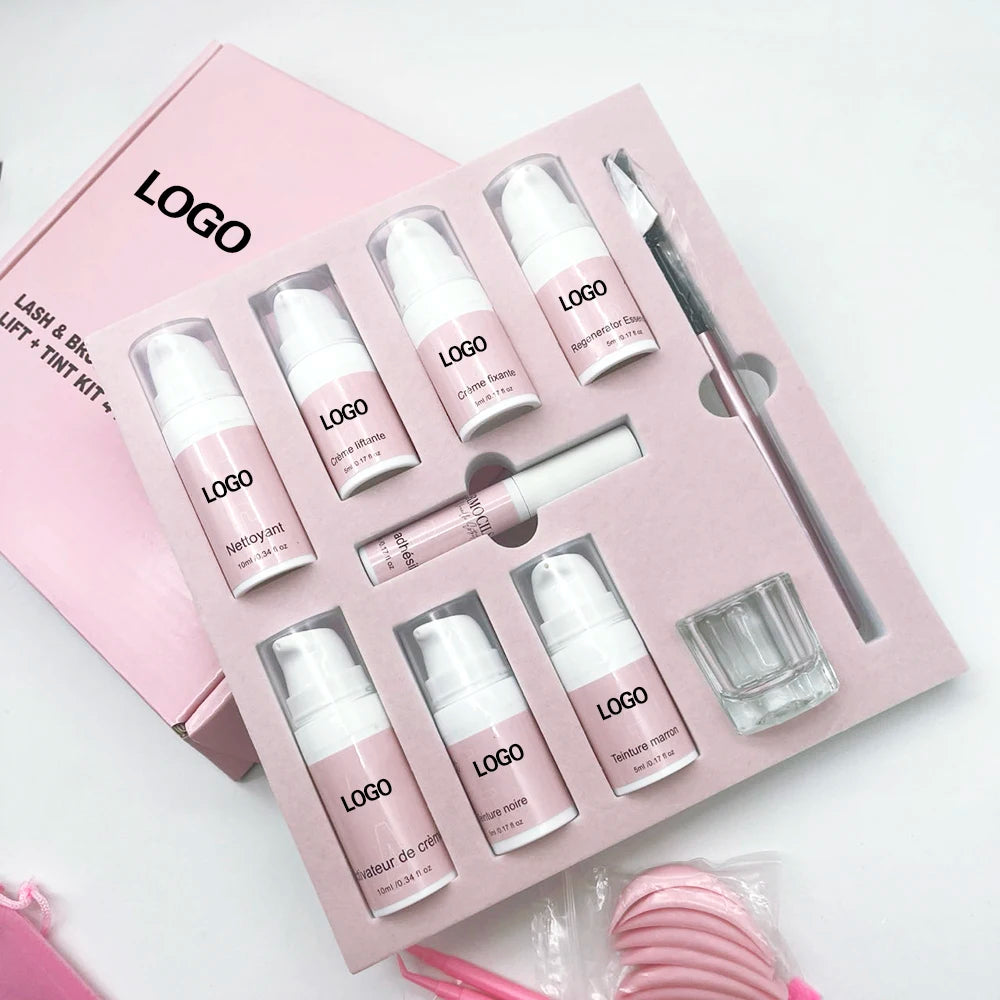 QC Private Label Henna Brow Kit Eyelash Perm Lash Lifting Aftercare Brow Lamination Kit 4 in One Eyebrow Gel Lash Lift Tint Kit