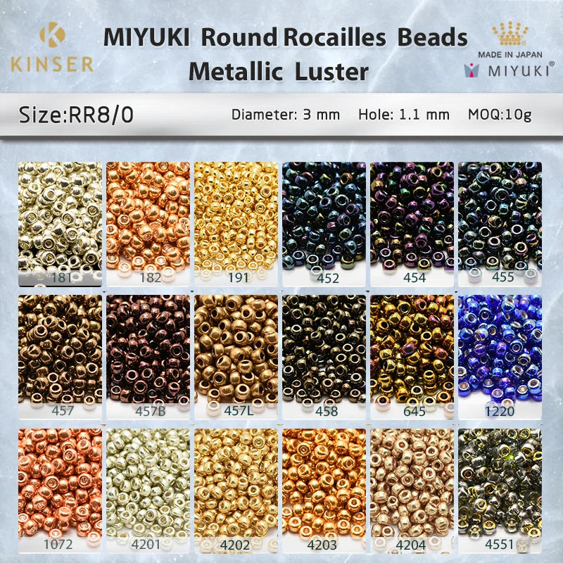 Miyuki Round Rocailles 8/0 Beads 3 mm [21 Color Metallic  Luster ]10g Pack