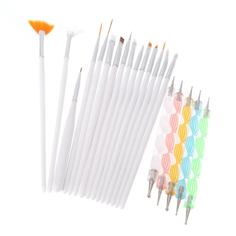New 20-Piece Nail Art Brush Set Decorated Pen Liners for Nails Made of Durable Nylon