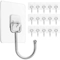 Heavy Duty Stainless Steel Wall Hooks Large Adhesive Waterproof Rustproof Towel Coats Hanging Rails for Kitchen & Bathroom