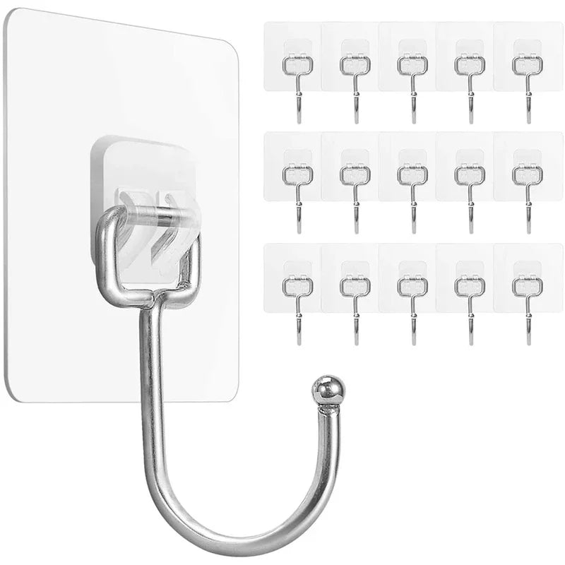 Heavy Duty Stainless Steel Wall Hooks Large Adhesive Waterproof Rustproof Towel Coats Hanging Rails for Kitchen & Bathroom