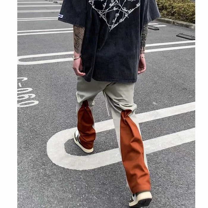 Custom Label Trousers for Men Drop Ship  Men Teen Boys Street Wear Stock Cotton Flare Pants