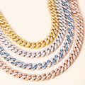 Wholesale RTS Stock 8mm 18K Gold Plated Brass Prong Set AAAAA CZ Diamond Iced Out Miami Cuban Link Chain Necklace for Men Women
