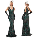 Ecowalson  Women 's 1920s Flapper Sequin Gatsby Maxi Long Evening Prom Dress