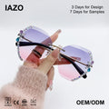 Latest Design Best Selling Bling Diamond Sunglasses for Women Shades Sun Glasses Uv400 Rimless Sunglasses 2023
