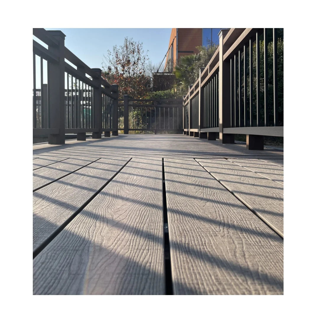 Modern Design Contemporary Brushed Co-extrusion 3D Fluted WPC Eco-Friendly Outdoor Decking