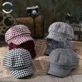 Japanese Trendy Fashion Plaid Beret Women British Retro Wear Good Match Octagonal Cap All-matching Painter Hat